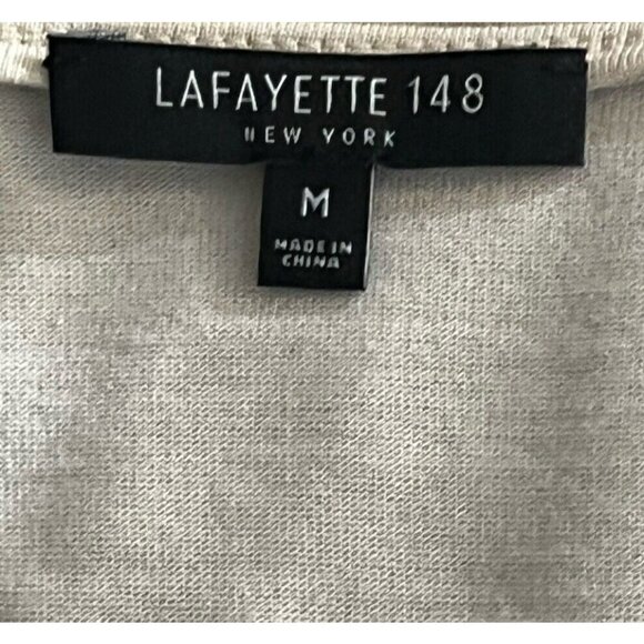 New Lafayette 148 New York 100% Cotton Beige Long Sleeve Tee-Shirt Top - Picture 4 of 5